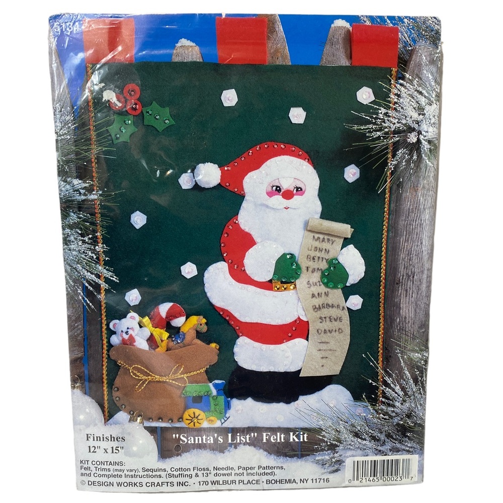 NEW “Santa’s List” Felt Kit from Design Works, Inc. Christmas Finished 12” x 15”